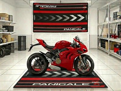 Panigale V4 Motorcycle Garage Pit Mat | Anti-Slip Oil Resistant Floor Mat | Race Track Style Garage Rug | Jfernic Motoren