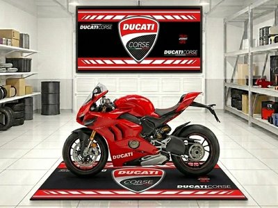 Ducati Panigale V4 Indoor Garage Carpet Mat | Motorcycle Display Floor Rug | Jfernic Motoren