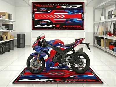 CBR1000RR Fireblade Motorcycle Garage Pit Mat | Anti-Slip Oil Resistant Floor Rug | Jfernic Motoren