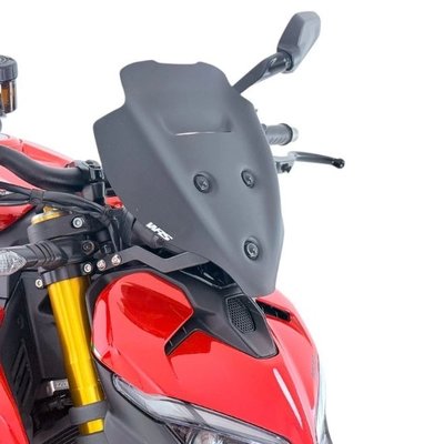 WRS Windscreen for Ducati Streetfighter V2 / V2 S 2025–2026 – Sport & Sport Plus | Dark Smoke & Matte Black + Support Bracket