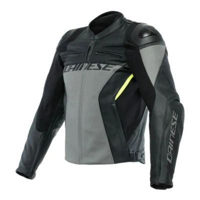 Dainese Racing 4 Leather Motorcycle Jacket – Charcoal Grey/Black (09F)